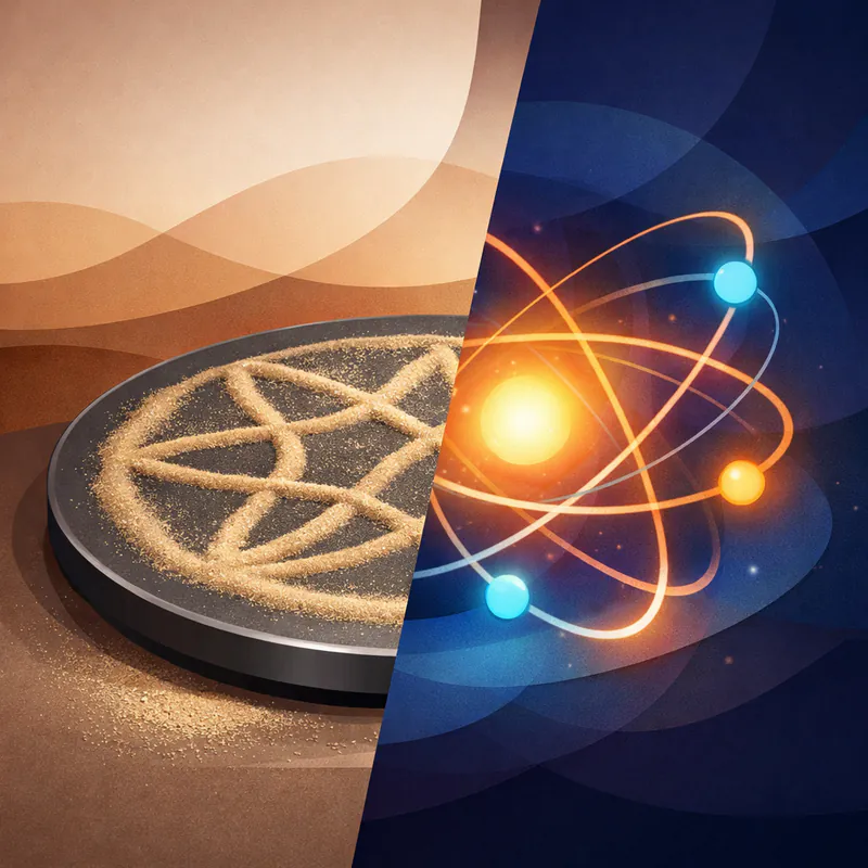 The Same Pattern in Sand and Atoms
