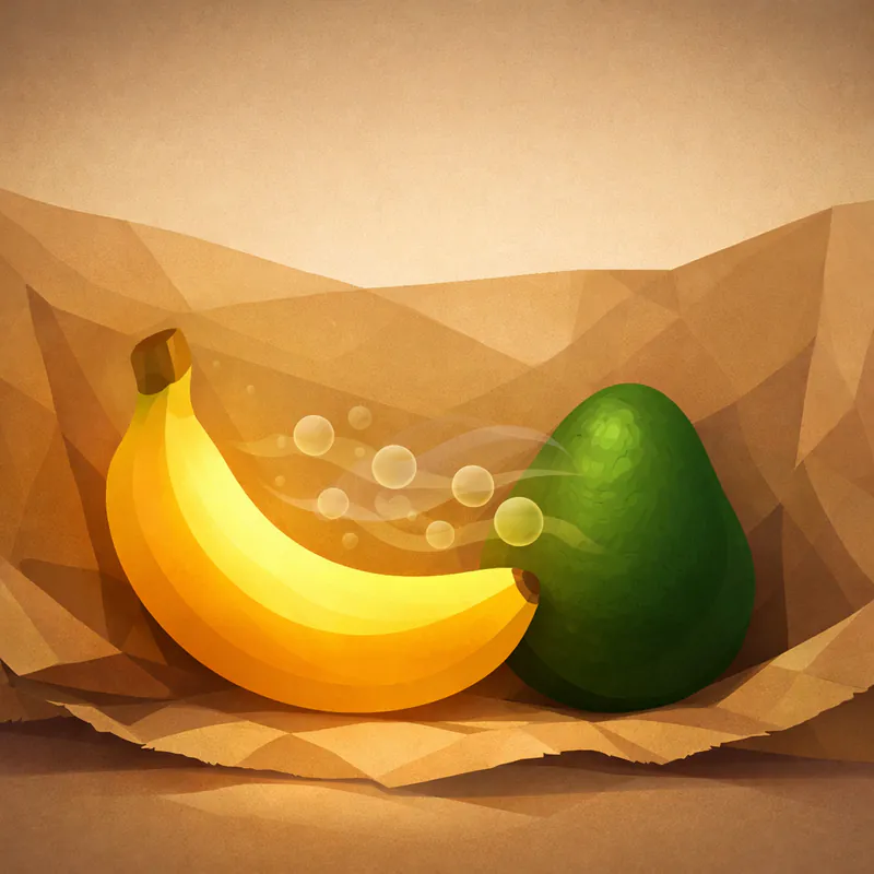 How does a banana ripen an avocado?