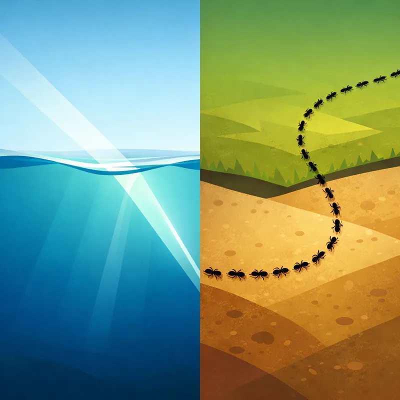 The Path of Least Time in Light and Ants